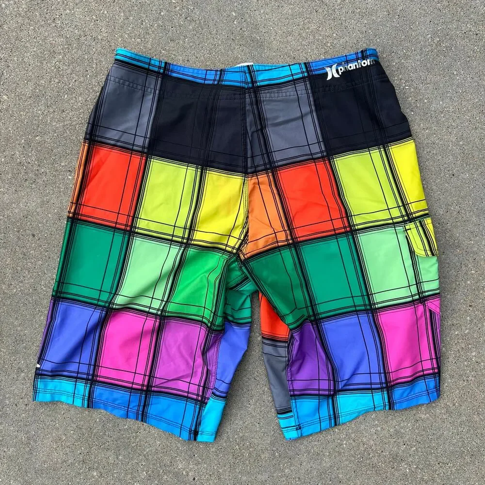 Hurley Phantom Bold Primary Color Block board shorts swim trunks Size 32